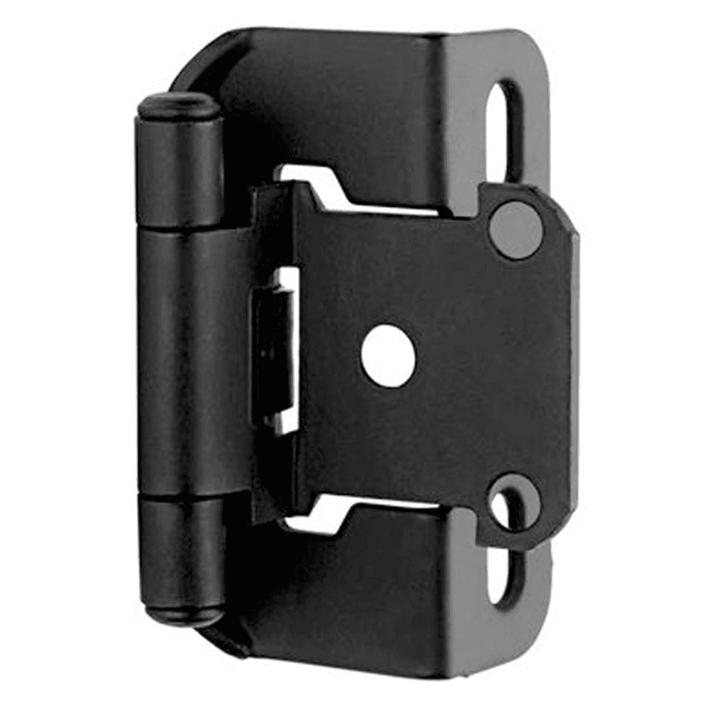 Partial Wrap-Around Face-Frame Hinge, Self-Closing, 1/2" Overlay, Flat Black - Main Image