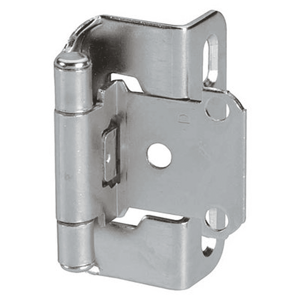 Partial Wrap-Around Face-Frame Hinge, Self-Closing, 1/2" Overlay, Satin Nickel - Main Image