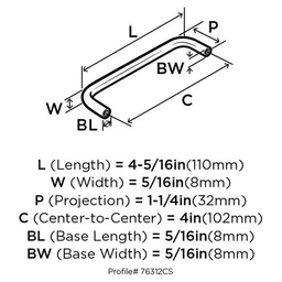 102mm Everyday Basics Cabinet Pull, Polished Chrome Alt 2 - Image