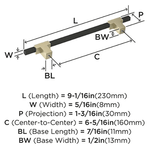 6-5/16" Urbanite Cabinet Pull, Polished Champagne Bronze/White Alt 2 - Image