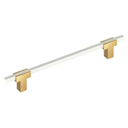7-9/16" Urbanite Cabinet Pull, Polished Champagne Bronze/White Main - Image