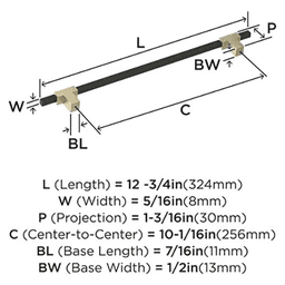 10-1/16" Urbanite Cabinet Pull, Polished Champagne Bronze/White Alt 2 - Image