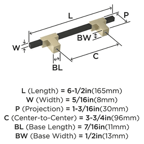 3-3/4" Urbanite Cabinet Pull, Champagne Bronze/Matte Black Alt 2 - Image