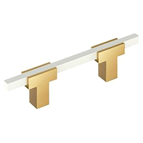 3" Urbanite Cabinet Pull, Polished Champagne Bronze/White Main - Image
