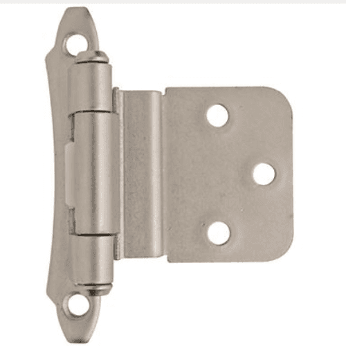 3/8" Inset Face Mount Hinge, Imperia Design, Self-Closing, Satin Nickel - Main Image