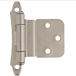 3/8" Inset Face Mount Hinge, Imperia Design, Self-Closing, Satin Nickel - Main Image