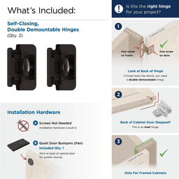 Double Demountable Hinge, Self-Closing, 3/8" Inset, Oil Rubbed Bronze - What's Included