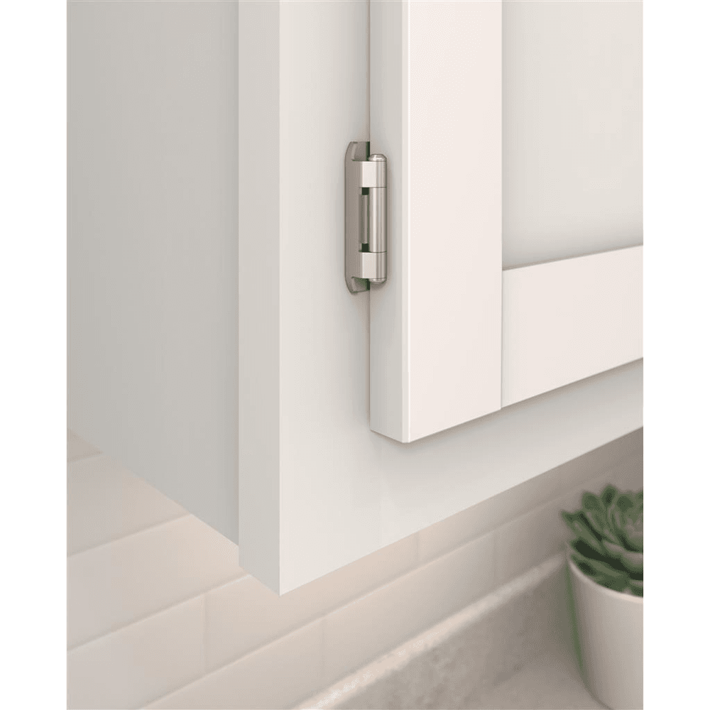 Single Demountable Hinge, Self-Closing, 1/2" Overlay, Satin Nickel - Beauty Shot