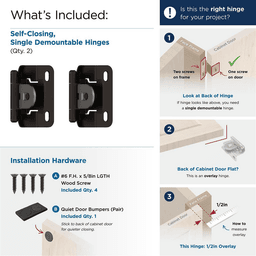 Single Demountable Hinge, Self-Closing, 1/2" Overlay, Oil Rubbed Bronze - What's Included