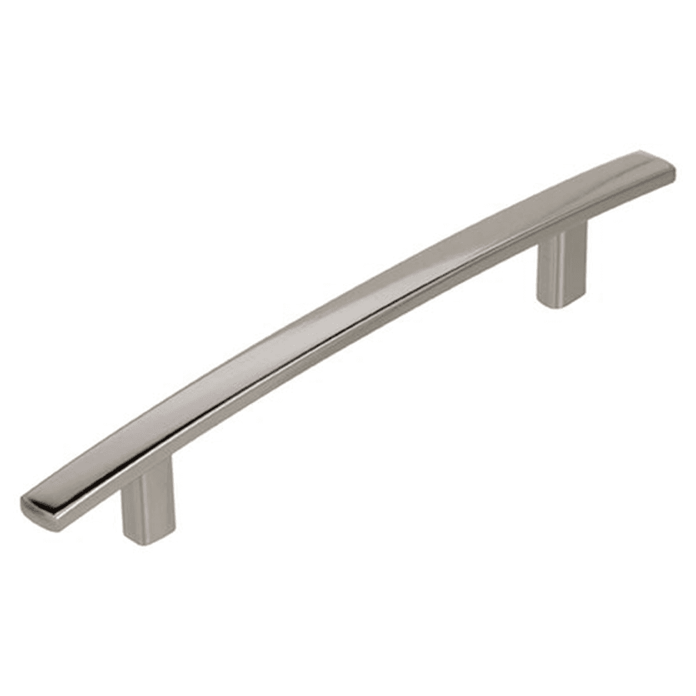 Amerock 5-1/16" Cyprus&trade; Decorative Bar Pull in Polished Nickel on a White Cabinet