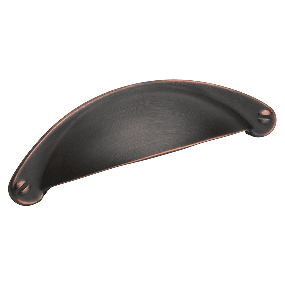 Amerock Essential''''Z&trade; Cup Pull in Oil-Rubbed Bronze on Cabinet Drawer