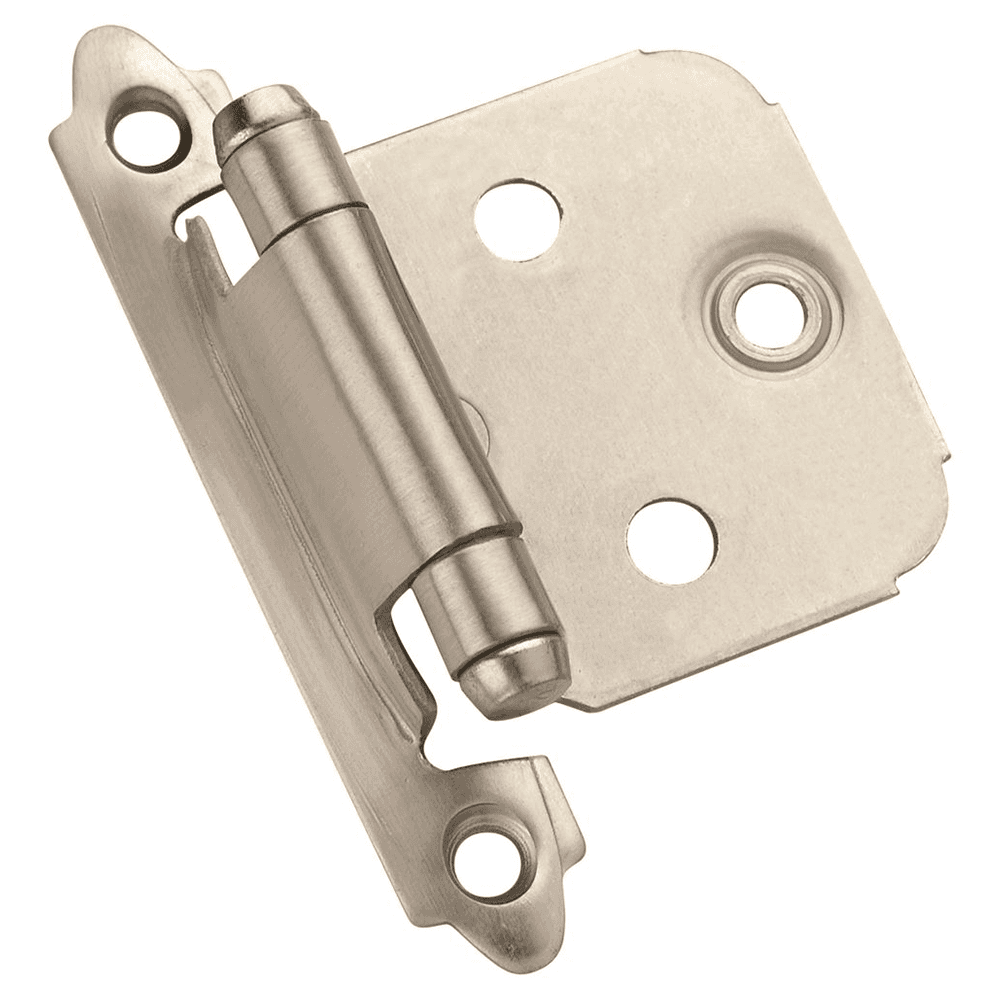 Variable Overlay Face Mount Hinge, Modern Design, Self-Closing, Burnished Brass - Alt Image 1
