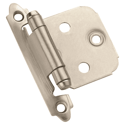 Variable Overlay Face Mount Hinge, Modern Design, Self-Closing, Satin Nickel - Main Image