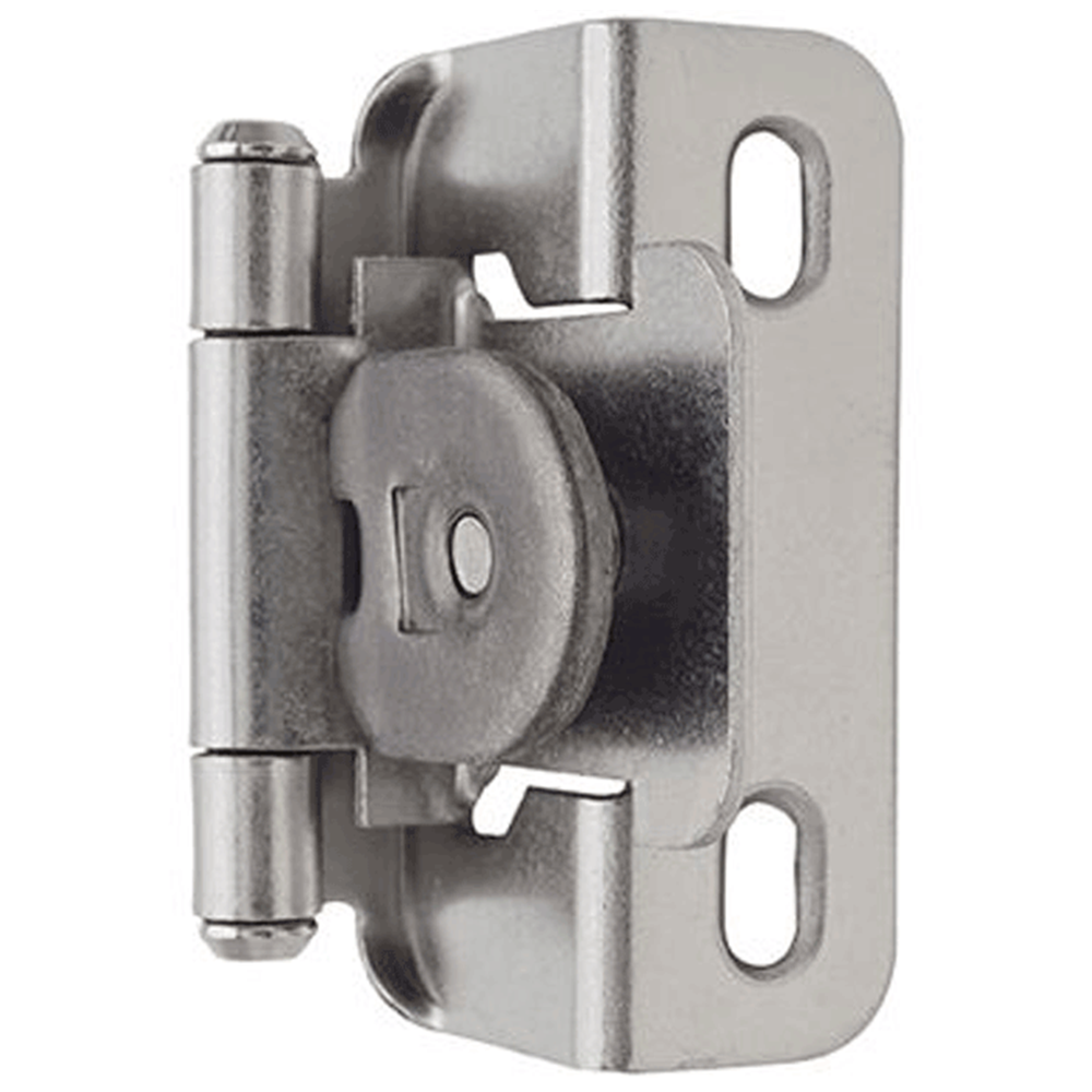 Single Demountable Hinge, Self-Closing, 1/2" Overlay, Satin Nickel - Main Image