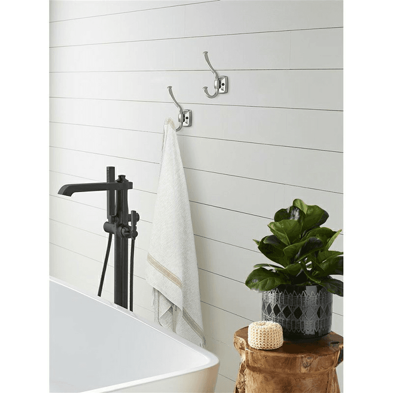 5-1/4&quot; x 5-1/4&quot; Kinsale Double Prong Decorative Wall Hook, Satin Nickel Alt 2 - Image
