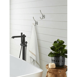 5-1/4&quot; x 5-1/4&quot; Kinsale Double Prong Decorative Wall Hook, Polished Chrome Alt 1 - Image