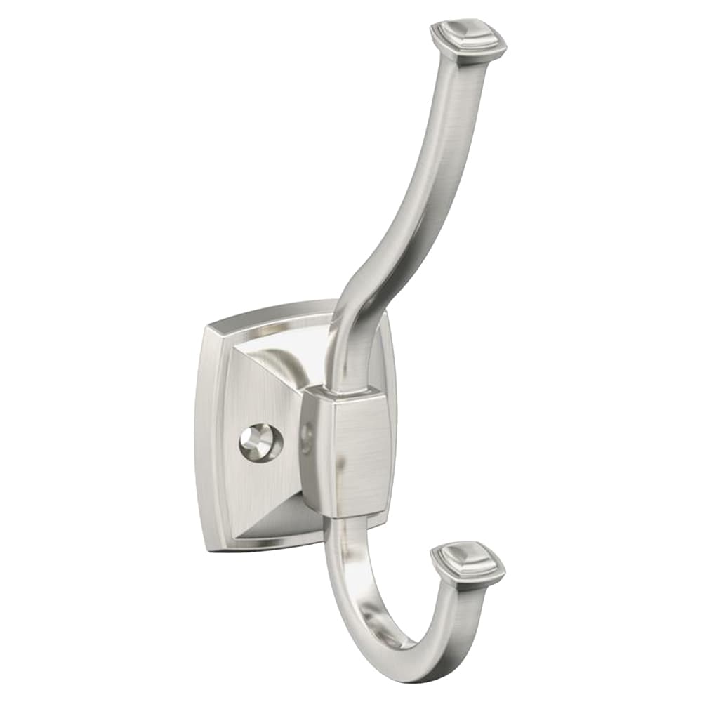 5-1/4&quot; x 5-1/4&quot; Kinsale Double Prong Decorative Wall Hook, Satin Nickel Main - Image
