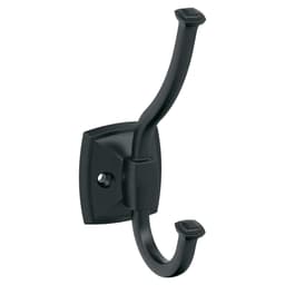 5-1/4&quot; x 5-1/4&quot; Kinsale Double Prong Decorative Wall Hook, Matte Black Main - Image