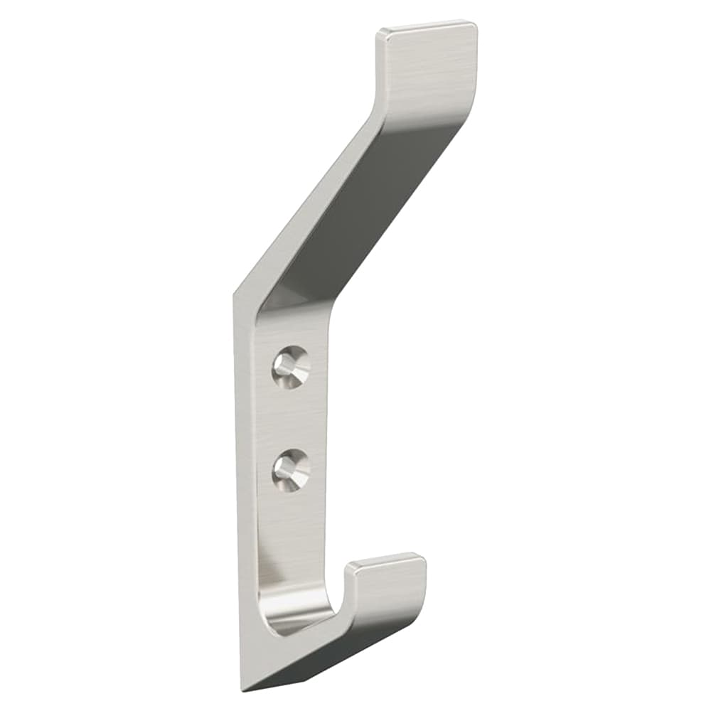 5-7/16&quot; x 5-7/16&quot; Emerge Double Prong Decorative Wall Hook, Satin Nickel Main - Image
