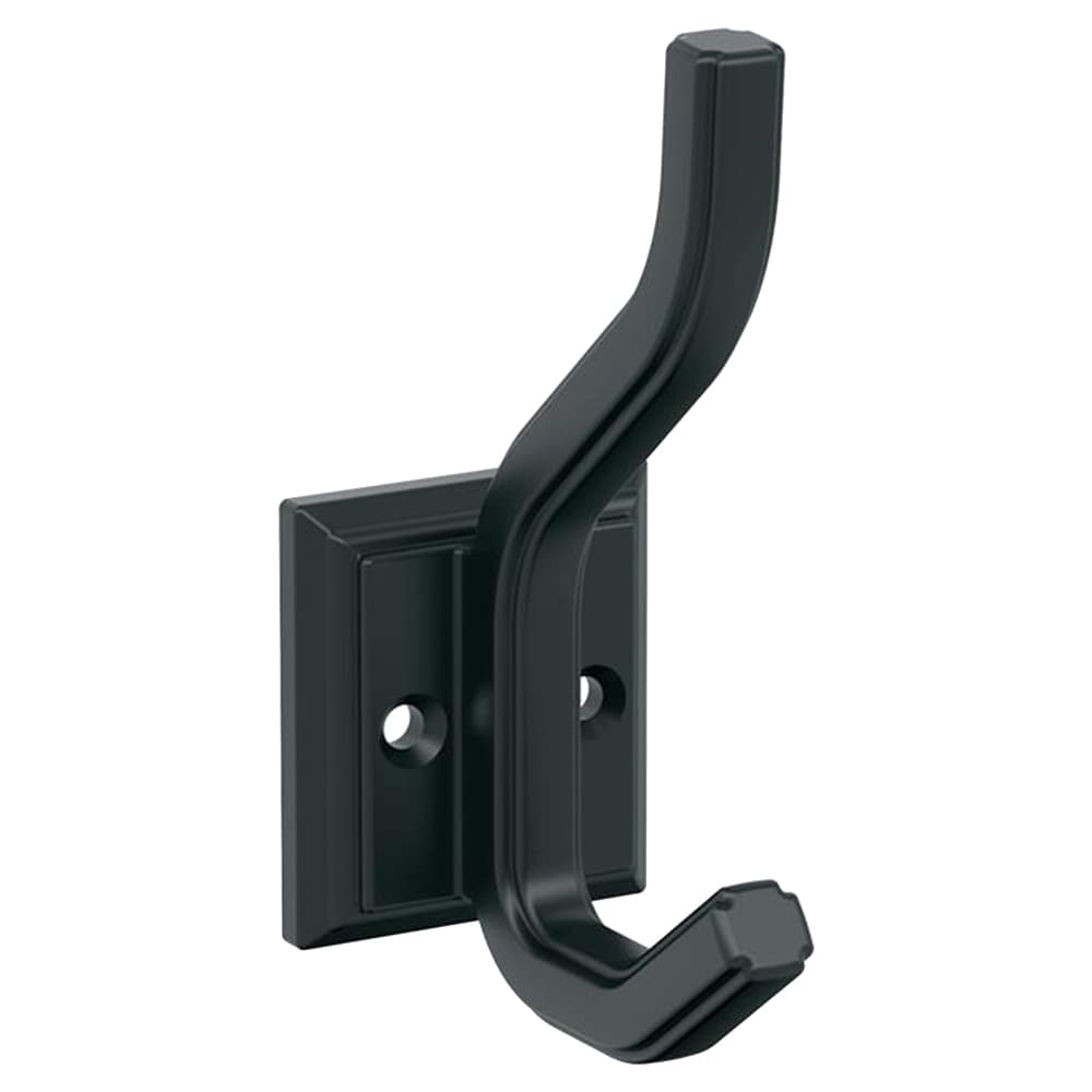 4-1/2&quot; x 4-1/2&quot; Aliso Double Prong Decorative Wall Hook, Matte Black Main - Image
