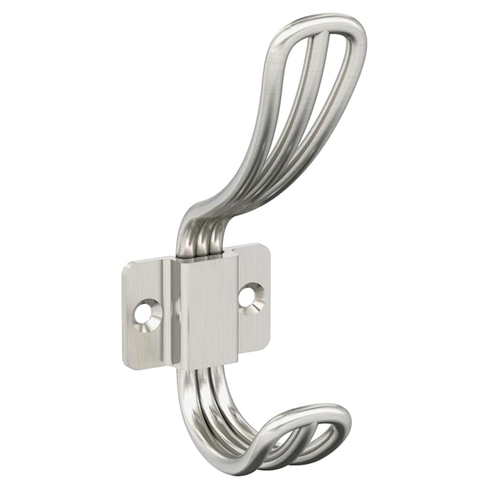 4-11/16&quot; x 4-11/16&quot; Vinland Double Prong Decorative Wall Hook, Satin Nickel Main - Image
