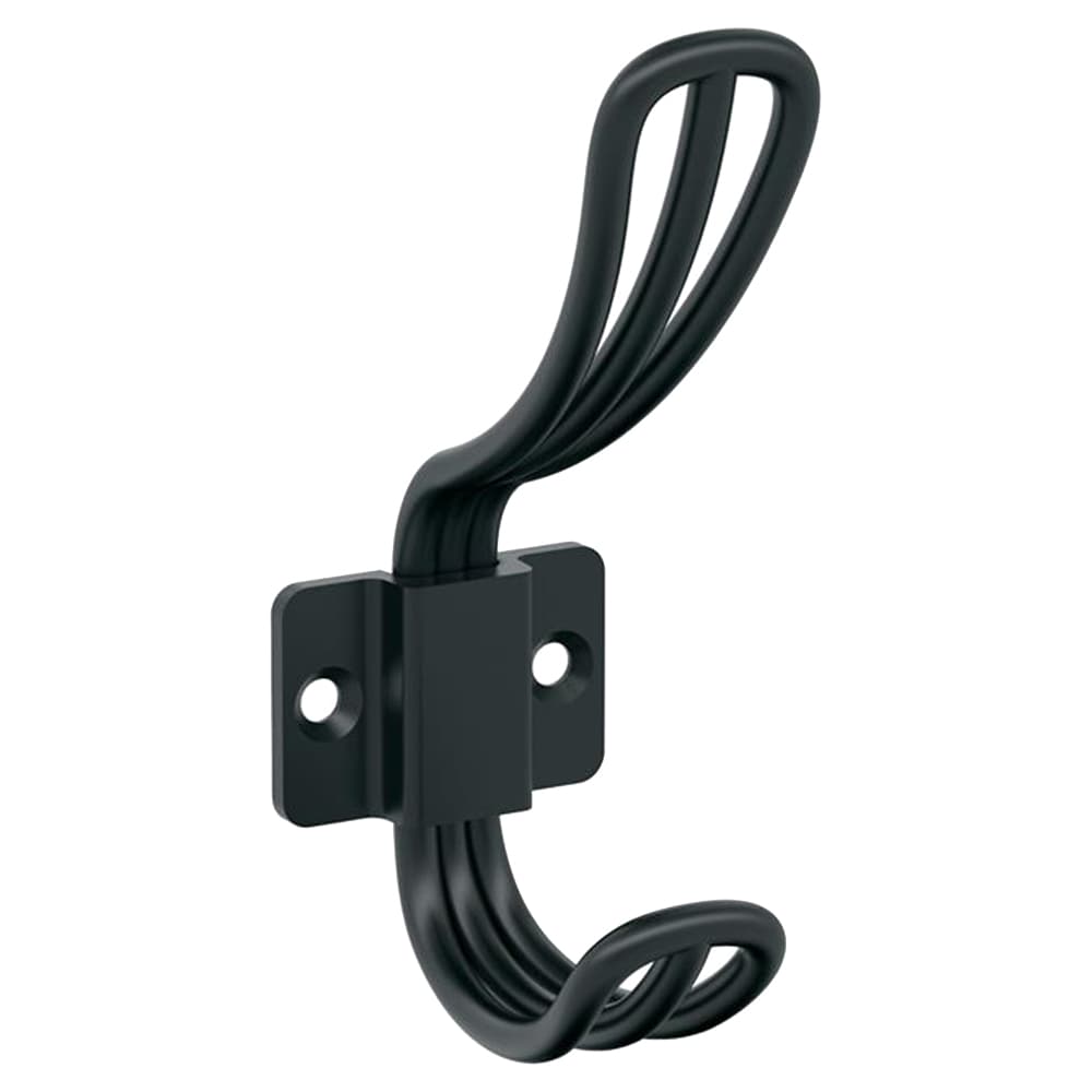 4-11/16&quot; x 4-11/16&quot; Vinland Double Prong Decorative Wall Hook, Matte Black Main - Image