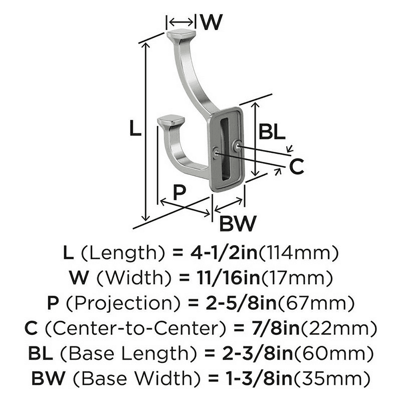4-1/2&quot; x 4-1/2&quot; Alder Double Prong Decorative Wall Hook, Satin Nickel Alt 4 - Image