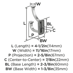 4-1/2&quot; x 4-1/2&quot; Alder Double Prong Decorative Wall Hook, Satin Nickel Alt 4 - Image