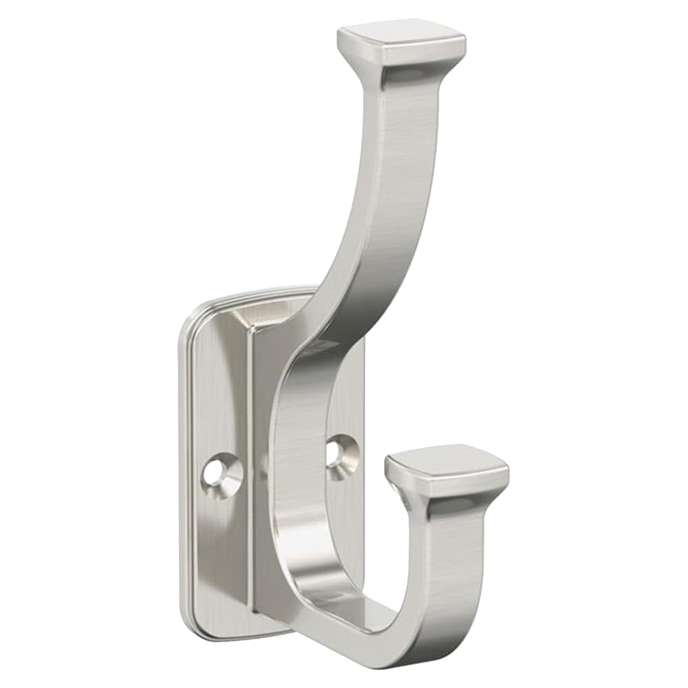 4-1/2&quot; x 4-1/2&quot; Alder Double Prong Decorative Wall Hook, Satin Nickel Main - Image