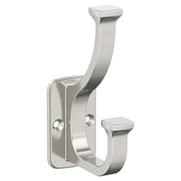 4-1/2&quot; x 4-1/2&quot; Alder Double Prong Decorative Wall Hook, Satin Nickel Main - Image