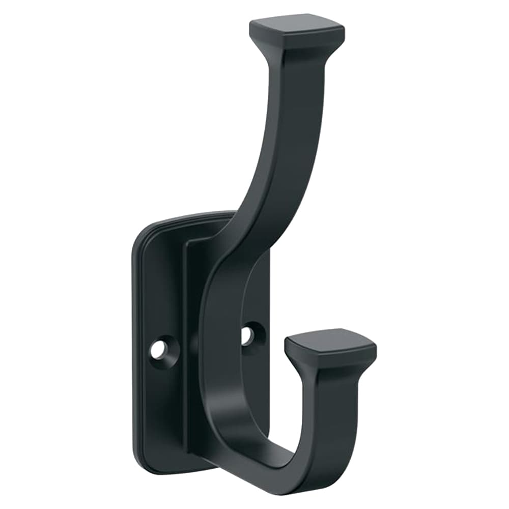 4-1/2&quot; x 4-1/2&quot; Alder Double Prong Decorative Wall Hook, Matte Black Main - Image