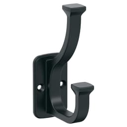 4-1/2&quot; x 4-1/2&quot; Alder Double Prong Decorative Wall Hook, Matte Black Main - Image