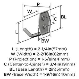 2-1/4&quot; x 2-1/4&quot; Benton Double Prong Decorative Wall Hook, Oil-Rubbed Bronze Alt 4 - Image