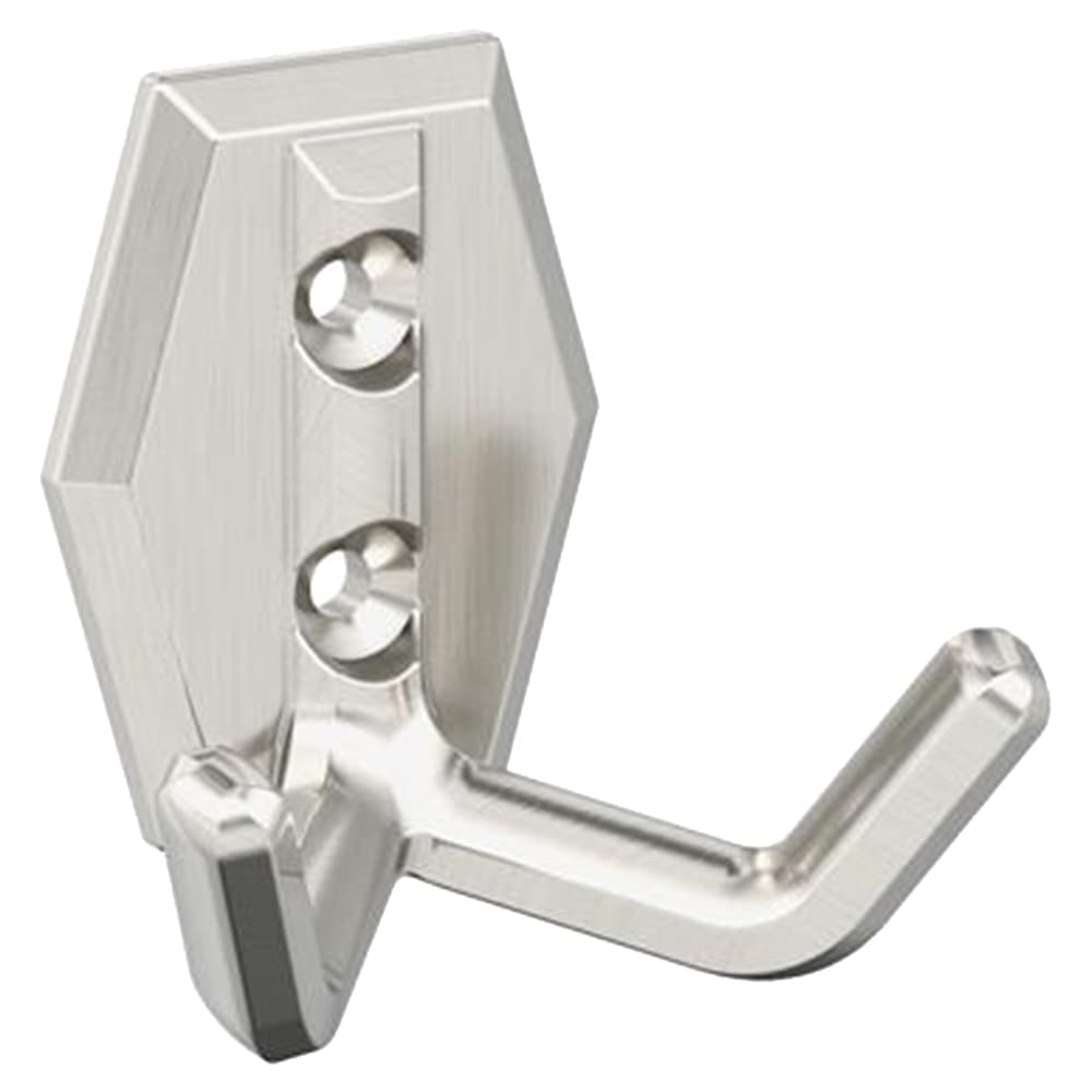 2-1/4&quot; x 2-1/4&quot; Benton Double Prong Decorative Wall Hook, Satin Nickel Main - Image