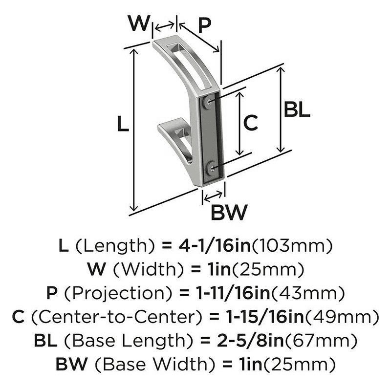 4-1/16&quot; x 4-1/16&quot; Avid Double Prong Decorative Wall Hook, Satin Nickel Alt 4 - Image
