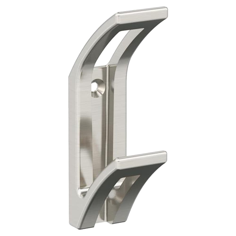 4-1/16&quot; x 4-1/16&quot; Avid Double Prong Decorative Wall Hook, Satin Nickel Main - Image
