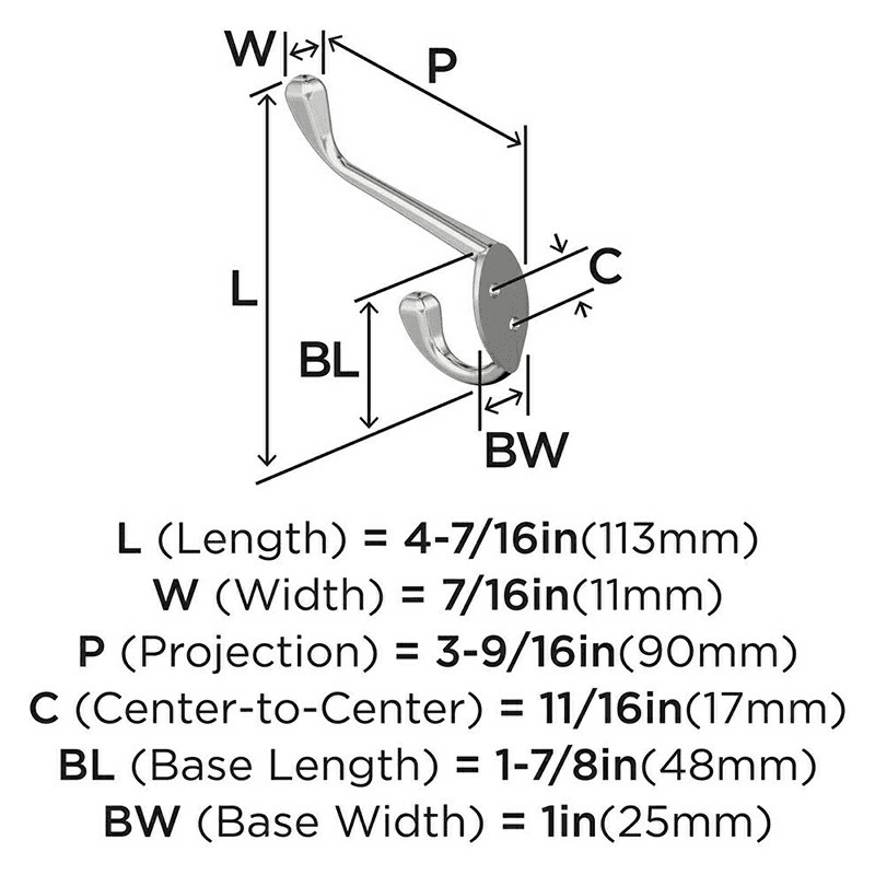 4-7/16&quot; x 4-7/16&quot; Noble Double Prong Decorative Wall Hook, Golden Champagne Alt 4 - Image