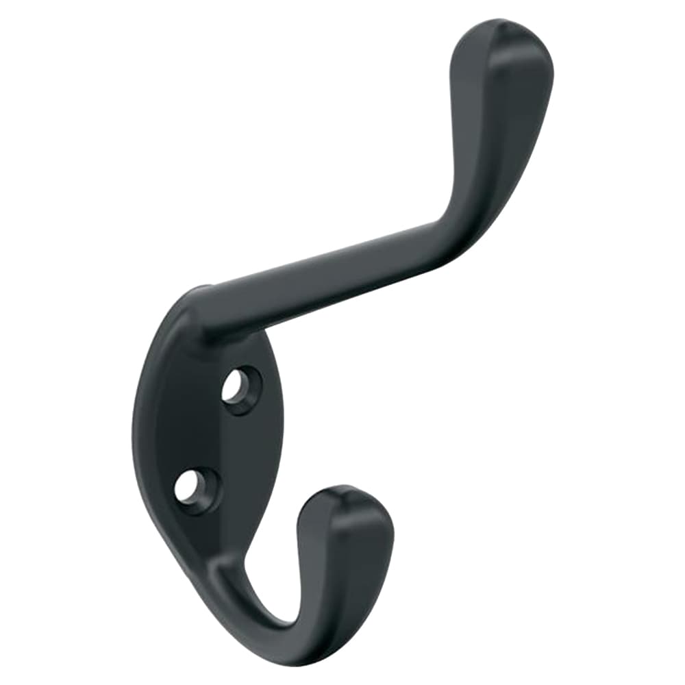 4-7/16&quot; x 4-7/16&quot; Noble Double Prong Decorative Wall Hook, Matte Black Main - Image