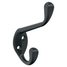 4-7/16&quot; x 4-7/16&quot; Noble Double Prong Decorative Wall Hook, Matte Black Main - Image