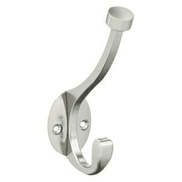 5&#45;1/2&quot; x 5&#45;1/2&quot; Adare Double Prong Decorative Wall Hook, Satin Nickel Finish - Main Image