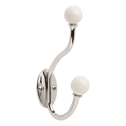 Amerock 5-1/8" x 6-1/4" Globe Coat/Hat Hook in White/Polished Chrome Finish