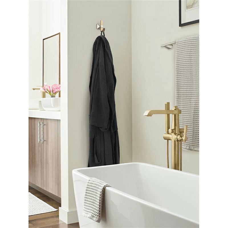 3-15/16&quot; x 3-15/16&quot; Burbank Single Prong Decorative Wall Hook, Satin Nickel/Polished Chrome Alt 2 - Image