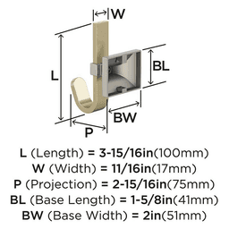 3-15/16&quot; x 3-15/16&quot; Burbank Single Prong Decorative Wall Hook, Satin Nickel/Polished Chrome Alt 3 - Image