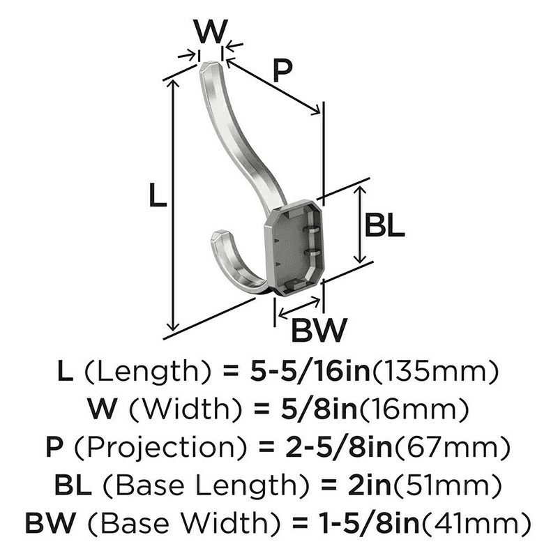 5-5/16&quot; x 5-5/16&quot; Granlyn Double Prong Decorative Wall Hook, Polished Nickel Alt 3 - Image