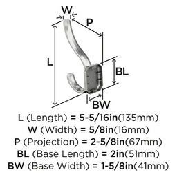 5-5/16&quot; x 5-5/16&quot; Granlyn Double Prong Decorative Wall Hook, Polished Chrome Alt 2 - Image