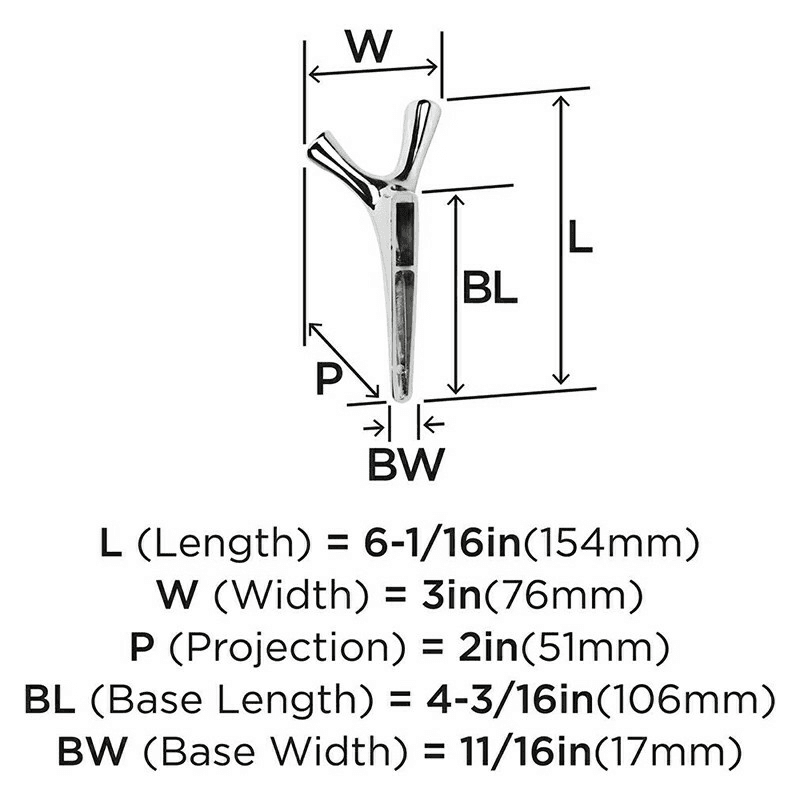 6-1/16&quot; x 6-1/16&quot; Kodiak Double Prong Decorative Wall Hook, Satin Nickel Alt 3 - Image
