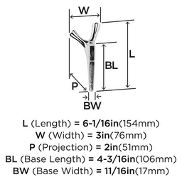 6-1/16&quot; x 6-1/16&quot; Kodiak Double Prong Decorative Wall Hook, Satin Nickel Alt 3 - Image