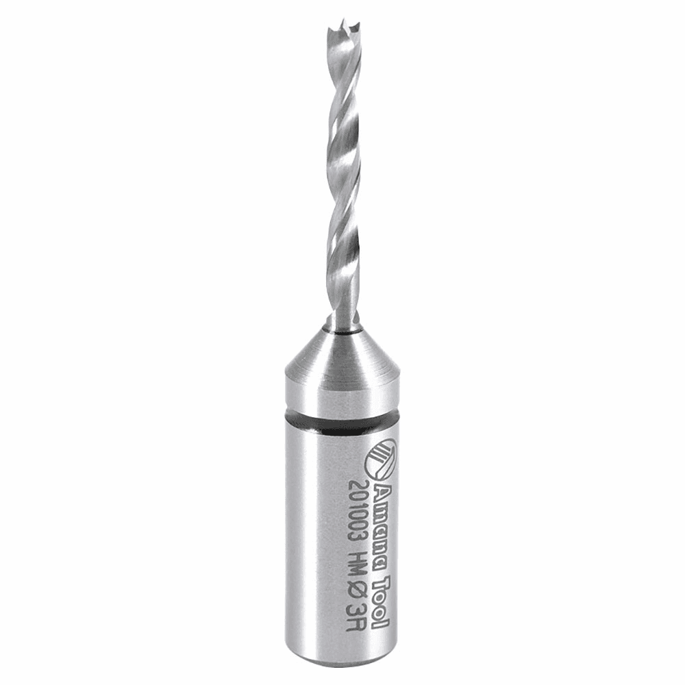 Amana 3mm Cutting Edge Brad Point Boring Bit with PTFE Coated Carbide Tip