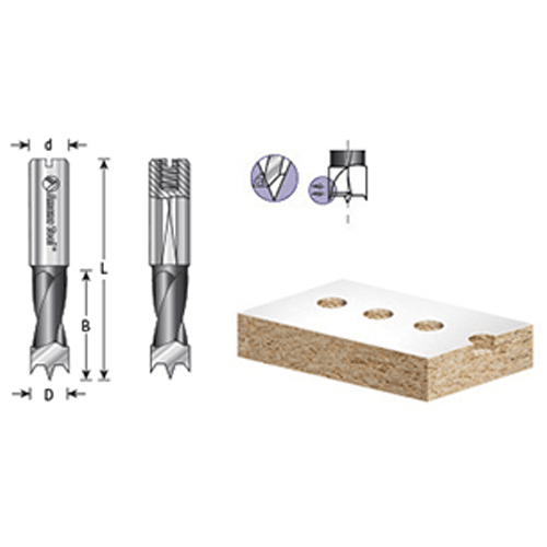 Right-hand 10mm shank boring bit with PTFE coating