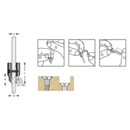 Amana Di-count Adjustable Countersink Bit with 7/16" - 19/32" cutter diameter for wood and aluminum drilling